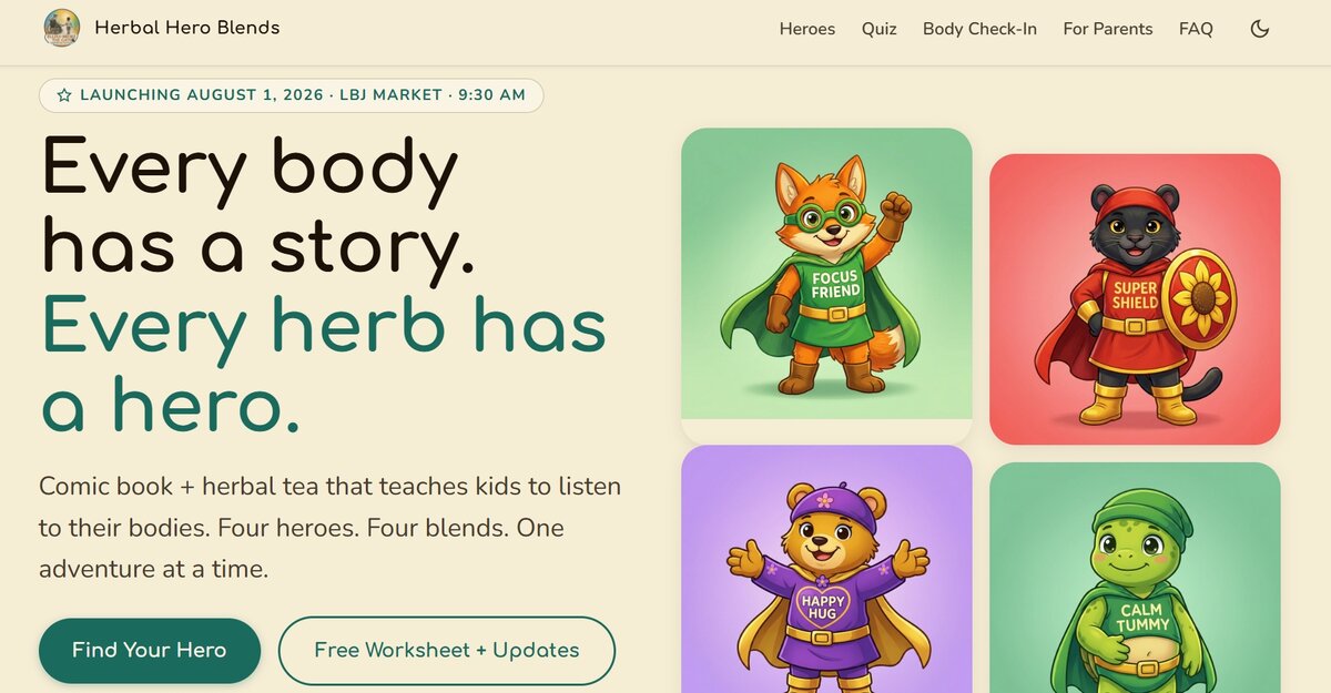 Herbal Hero Blends homepage