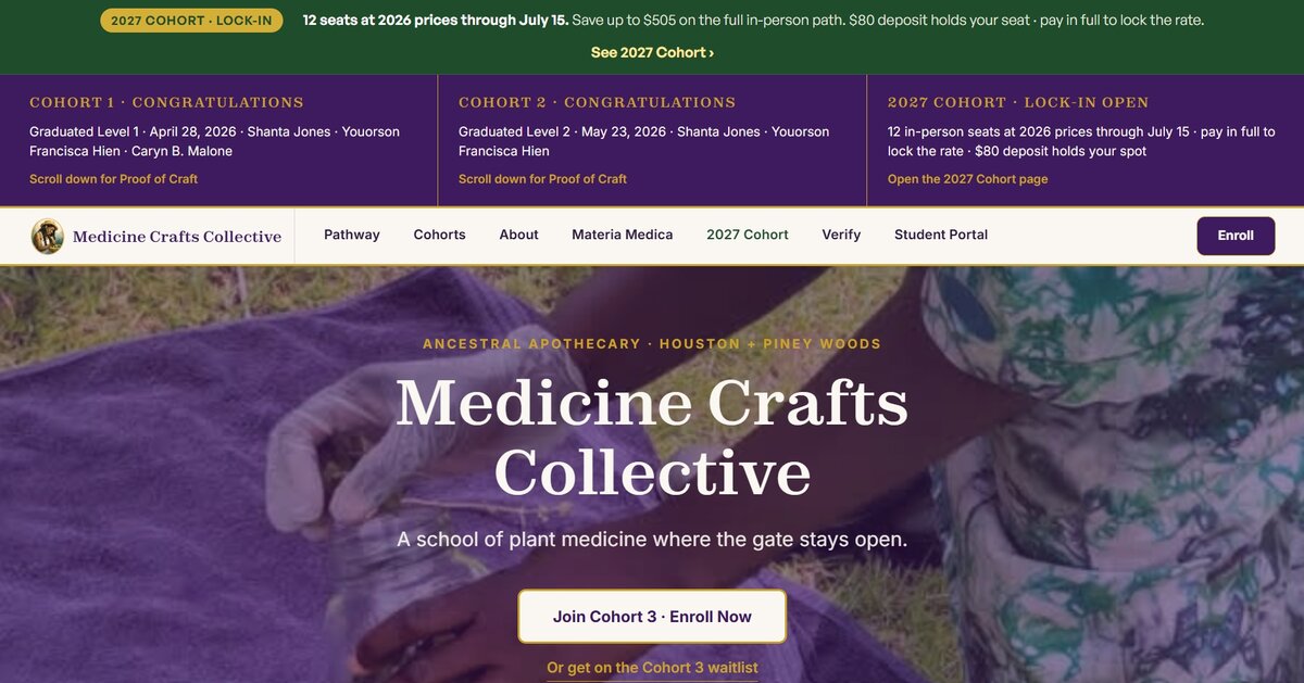 Medicine Crafts Collective homepage