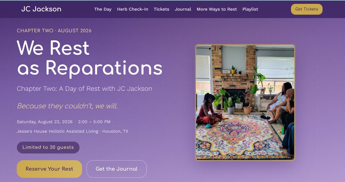 We Rest as Reparations homepage
